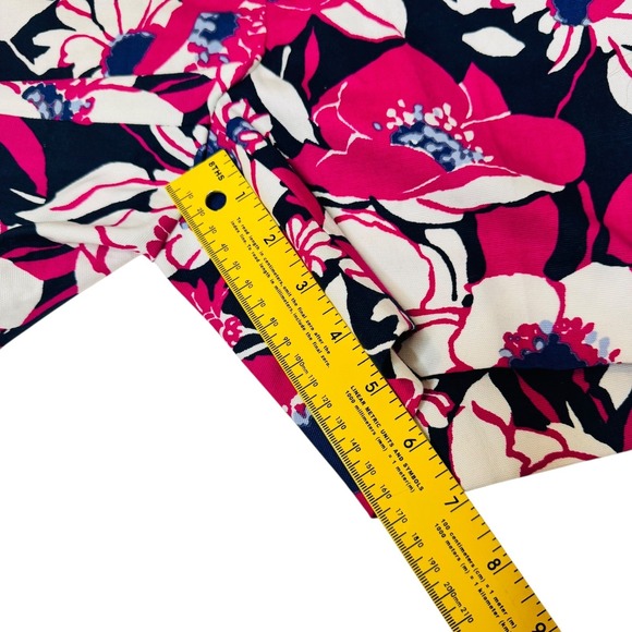 Talbots Womens 2 Pink Navy Floral Chino Shorts NWT Summer Preppy Poppy Print - Picture 5 of 8